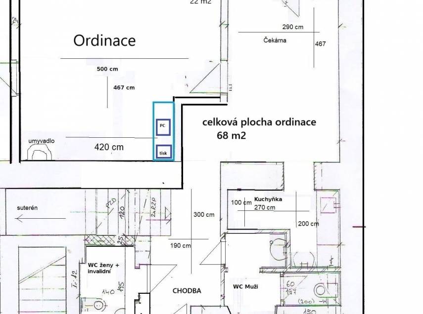 Jaroměř - Josefov: Pronájem prostoru, vhodného pro zdravotnické účely nebo veterinární ambulanci